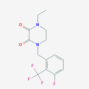 molecular formula C14H14F4N2O2 B5656543 1-ethyl-4-[3-fluoro-2-(trifluoromethyl)benzyl]piperazine-2,3-dione 