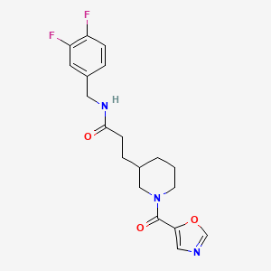 molecular formula C19H21F2N3O3 B5656562 N-(3,4-difluorobenzyl)-3-[1-(1,3-oxazol-5-ylcarbonyl)piperidin-3-yl]propanamide 