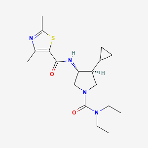 molecular formula C18H28N4O2S B5656568 N-{(3R*,4S*)-4-cyclopropyl-1-[(diethylamino)carbonyl]pyrrolidin-3-yl}-2,4-dimethyl-1,3-thiazole-5-carboxamide 
