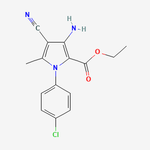 molecular formula C15H14ClN3O2 B5656643 ethyl 3-amino-1-(4-chlorophenyl)-4-cyano-5-methyl-1H-pyrrole-2-carboxylate 