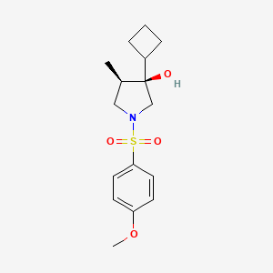 molecular formula C16H23NO4S B5656656 (3R*,4R*)-3-cyclobutyl-1-[(4-methoxyphenyl)sulfonyl]-4-methyl-3-pyrrolidinol 