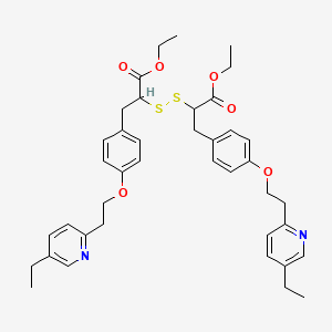 molecular formula C40H48N2O6S2 B565668 Ethyl 2-[[1-ethoxy-3-[4-[2-(5-ethylpyridin-2-yl)ethoxy]phenyl]-1-oxopropan-2-yl]disulfanyl]-3-[4-[2-(5-ethylpyridin-2-yl)ethoxy]phenyl]propanoate CAS No. 1246818-94-9