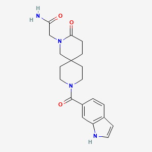 molecular formula C20H24N4O3 B5656697 2-[9-(1H-indol-6-ylcarbonyl)-3-oxo-2,9-diazaspiro[5.5]undec-2-yl]acetamide 