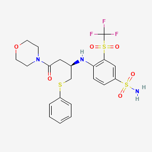 molecular formula C21H24F3N3O6S3 B565672 4-{[(2R)-4-(Morpholin-4-yl)-4-oxo-1-(phenylsulfanyl)butan-2-yl]amino}-3-(trifluoromethanesulfonyl)benzene-1-sulfonamide CAS No. 1027345-11-4