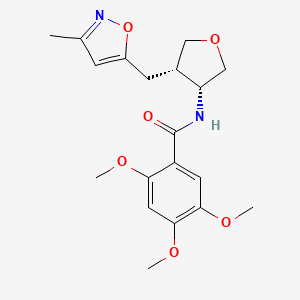 molecular formula C19H24N2O6 B5656755 2,4,5-trimethoxy-N-{(3R*,4S*)-4-[(3-methylisoxazol-5-yl)methyl]tetrahydrofuran-3-yl}benzamide 