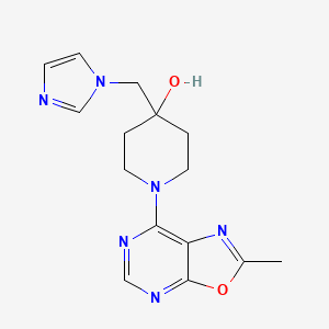 molecular formula C15H18N6O2 B5656762 4-(1H-imidazol-1-ylmethyl)-1-(2-methyl[1,3]oxazolo[5,4-d]pyrimidin-7-yl)piperidin-4-ol 