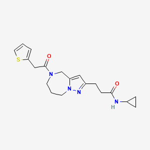 molecular formula C19H24N4O2S B5656775 N-cyclopropyl-3-[5-(2-thienylacetyl)-5,6,7,8-tetrahydro-4H-pyrazolo[1,5-a][1,4]diazepin-2-yl]propanamide 