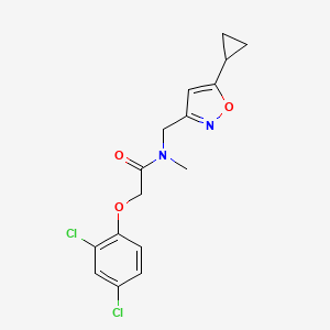 molecular formula C16H16Cl2N2O3 B5656781 N-[(5-cyclopropyl-3-isoxazolyl)methyl]-2-(2,4-dichlorophenoxy)-N-methylacetamide 
