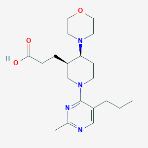 molecular formula C20H32N4O3 B5656789 3-[(3R*,4S*)-1-(2-methyl-5-propylpyrimidin-4-yl)-4-morpholin-4-ylpiperidin-3-yl]propanoic acid 