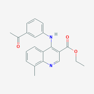 molecular formula C21H20N2O3 B5656808 ethyl 4-[(3-acetylphenyl)amino]-8-methyl-3-quinolinecarboxylate 