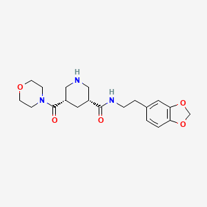 molecular formula C20H27N3O5 B5656815 (3R*,5S*)-N-[2-(1,3-benzodioxol-5-yl)ethyl]-5-(morpholin-4-ylcarbonyl)piperidine-3-carboxamide 