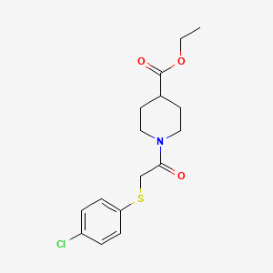 molecular formula C16H20ClNO3S B5656818 ethyl 1-{[(4-chlorophenyl)thio]acetyl}-4-piperidinecarboxylate 