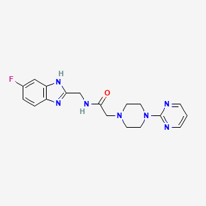molecular formula C18H20FN7O B5656838 N-[(5-fluoro-1H-benzimidazol-2-yl)methyl]-2-[4-(2-pyrimidinyl)-1-piperazinyl]acetamide 