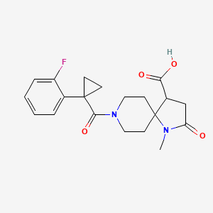 molecular formula C20H23FN2O4 B5656867 8-{[1-(2-fluorophenyl)cyclopropyl]carbonyl}-1-methyl-2-oxo-1,8-diazaspiro[4.5]decane-4-carboxylic acid 