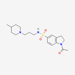 molecular formula C19H29N3O3S B5656911 1-acetyl-N-[3-(4-methyl-1-piperidinyl)propyl]-5-indolinesulfonamide 