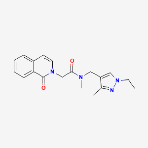 molecular formula C19H22N4O2 B5656915 N-[(1-ethyl-5-methyl-1H-pyrazol-4-yl)methyl]-N-methyl-2-(1-oxoisoquinolin-2(1H)-yl)acetamide 
