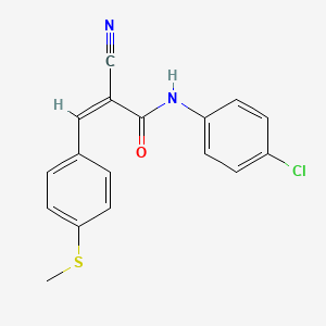 molecular formula C17H13ClN2OS B5656919 N-(4-chlorophenyl)-2-cyano-3-[4-(methylthio)phenyl]acrylamide 