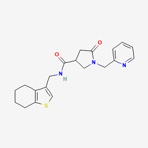 molecular formula C20H23N3O2S B5656932 5-oxo-1-(2-pyridinylmethyl)-N-(4,5,6,7-tetrahydro-1-benzothien-3-ylmethyl)-3-pyrrolidinecarboxamide 
