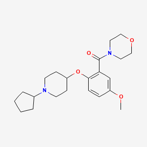 molecular formula C22H32N2O4 B5656948 4-{2-[(1-cyclopentylpiperidin-4-yl)oxy]-5-methoxybenzoyl}morpholine 