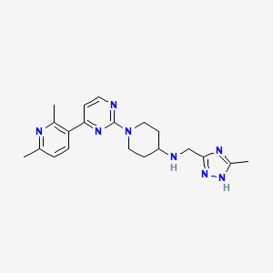 molecular formula C20H26N8 B5657011 1-[4-(2,6-dimethylpyridin-3-yl)pyrimidin-2-yl]-N-[(5-methyl-1H-1,2,4-triazol-3-yl)methyl]piperidin-4-amine 