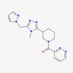 molecular formula C17H20N8O B5657024 3-({3-[4-methyl-5-(1H-pyrazol-1-ylmethyl)-4H-1,2,4-triazol-3-yl]piperidin-1-yl}carbonyl)pyridazine 