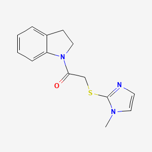 molecular formula C14H15N3OS B5657083 1-{[(1-methyl-1H-imidazol-2-yl)thio]acetyl}indoline 