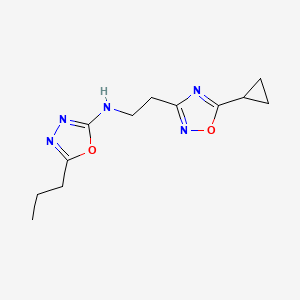 molecular formula C12H17N5O2 B5657097 N-[2-(5-cyclopropyl-1,2,4-oxadiazol-3-yl)ethyl]-5-propyl-1,3,4-oxadiazol-2-amine 