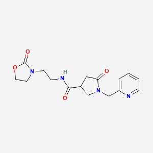 molecular formula C16H20N4O4 B5657104 5-oxo-N-[2-(2-oxo-1,3-oxazolidin-3-yl)ethyl]-1-(2-pyridinylmethyl)-3-pyrrolidinecarboxamide 