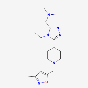 molecular formula C17H28N6O B5657122 1-(4-ethyl-5-{1-[(3-methylisoxazol-5-yl)methyl]piperidin-4-yl}-4H-1,2,4-triazol-3-yl)-N,N-dimethylmethanamine 