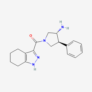 molecular formula C18H22N4O B5657151 (3R*,4S*)-4-phenyl-1-(4,5,6,7-tetrahydro-1H-indazol-3-ylcarbonyl)pyrrolidin-3-amine 