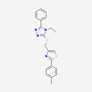 molecular formula C21H20N4S2 B5657158 4-ethyl-3-({[2-(4-methylphenyl)-1,3-thiazol-4-yl]methyl}thio)-5-phenyl-4H-1,2,4-triazole 
