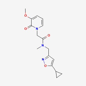 molecular formula C16H19N3O4 B5657174 N-[(5-cyclopropylisoxazol-3-yl)methyl]-2-(3-methoxy-2-oxopyridin-1(2H)-yl)-N-methylacetamide 