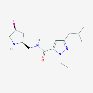 molecular formula C15H25FN4O B5657182 1-ethyl-N-{[(2S,4S)-4-fluoro-2-pyrrolidinyl]methyl}-3-isobutyl-1H-pyrazole-5-carboxamide hydrochloride 