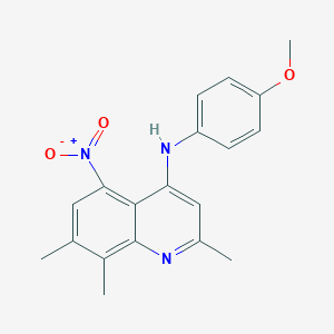 molecular formula C19H19N3O3 B5657192 N-(4-methoxyphenyl)-2,7,8-trimethyl-5-nitro-4-quinolinamine 