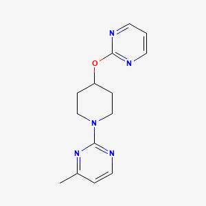 molecular formula C14H17N5O B5657219 4-methyl-2-[4-(pyrimidin-2-yloxy)piperidin-1-yl]pyrimidine 