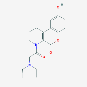 molecular formula C18H22N2O4 B5657220 4-(N,N-diethylglycyl)-9-hydroxy-1,2,3,4-tetrahydro-5H-chromeno[3,4-b]pyridin-5-one 