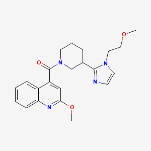 molecular formula C22H26N4O3 B5657264 2-methoxy-4-({3-[1-(2-methoxyethyl)-1H-imidazol-2-yl]piperidin-1-yl}carbonyl)quinoline 