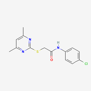 molecular formula C14H14ClN3OS B5657303 N-(4-chlorophenyl)-2-[(4,6-dimethyl-2-pyrimidinyl)thio]acetamide CAS No. 5914-80-7