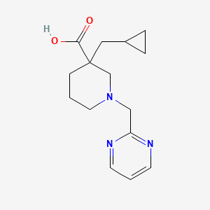 molecular formula C15H21N3O2 B5657308 3-(cyclopropylmethyl)-1-(2-pyrimidinylmethyl)-3-piperidinecarboxylic acid 