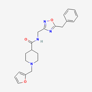 molecular formula C21H24N4O3 B5657339 N-[(5-benzyl-1,2,4-oxadiazol-3-yl)methyl]-1-(2-furylmethyl)-4-piperidinecarboxamide 
