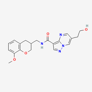 molecular formula C20H22N4O4 B5657346 6-(2-hydroxyethyl)-N-[(8-methoxy-3,4-dihydro-2H-chromen-3-yl)methyl]pyrazolo[1,5-a]pyrimidine-3-carboxamide 