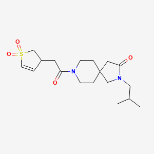 molecular formula C18H28N2O4S B5657432 8-[(1,1-dioxido-2,3-dihydro-3-thienyl)acetyl]-2-isobutyl-2,8-diazaspiro[4.5]decan-3-one 