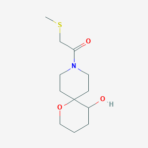 molecular formula C12H21NO3S B5657452 9-[(methylthio)acetyl]-1-oxa-9-azaspiro[5.5]undecan-5-ol 
