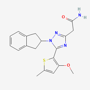 molecular formula C19H20N4O2S B5657456 2-[1-(2,3-dihydro-1H-inden-2-yl)-5-(3-methoxy-5-methyl-2-thienyl)-1H-1,2,4-triazol-3-yl]acetamide 