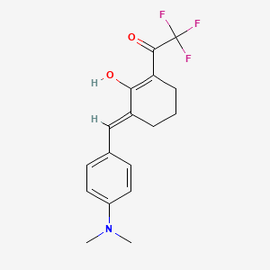molecular formula C17H18F3NO2 B5657479 2-[4-(dimethylamino)benzylidene]-6-(2,2,2-trifluoro-1-hydroxyethylidene)cyclohexanone 