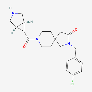 molecular formula C21H26ClN3O2 B5657532 8-[rel-(1R,5S,6r)-3-azabicyclo[3.1.0]hex-6-ylcarbonyl]-2-(4-chlorobenzyl)-2,8-diazaspiro[4.5]decan-3-one hydrochloride 