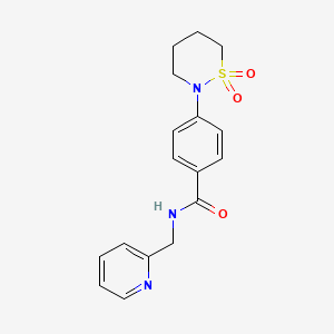 molecular formula C17H19N3O3S B5657642 4-(1,1-dioxido-1,2-thiazinan-2-yl)-N-(2-pyridinylmethyl)benzamide 