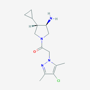 molecular formula C14H21ClN4O B5657645 (3R*,4S*)-1-[(4-chloro-3,5-dimethyl-1H-pyrazol-1-yl)acetyl]-4-cyclopropylpyrrolidin-3-amine 