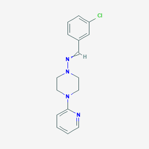 molecular formula C16H17ClN4 B5657659 N-(3-chlorobenzylidene)-4-(2-pyridinyl)-1-piperazinamine 