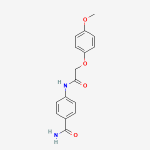 molecular formula C16H16N2O4 B5657688 4-{[(4-methoxyphenoxy)acetyl]amino}benzamide 